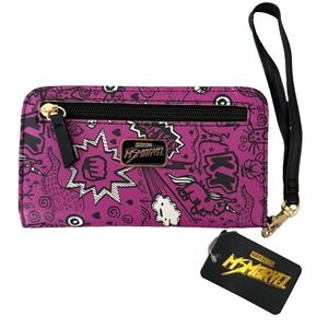 MS. MARVEL Kamala Khan Doodle Wallet Wristlet Cell Phone Case 7" Purple Comics